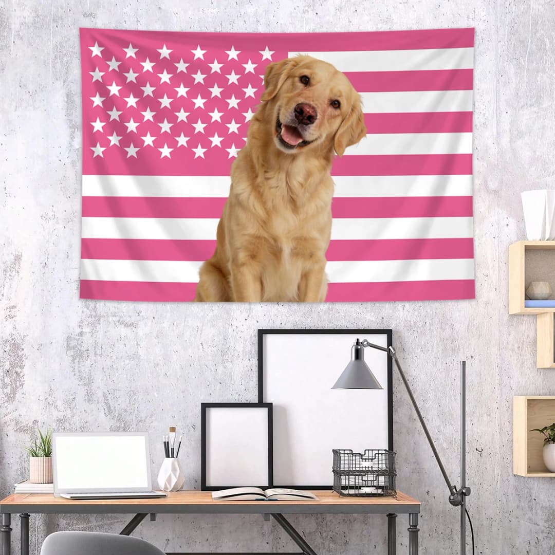 1pc Personalized photo customized American flag tapestry, room decoration banner tapestry customized for family, pets, idols - 5