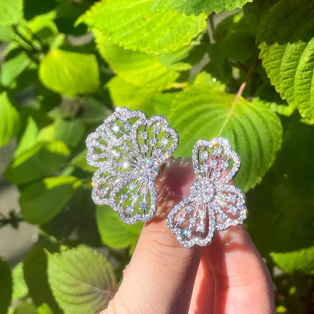 CWWZircons Sparkling CZ Zircon Statement Luxury Big Chunky Flower Rings for Women Wedding Bridal Party Jewelry Accessories R220 - 3