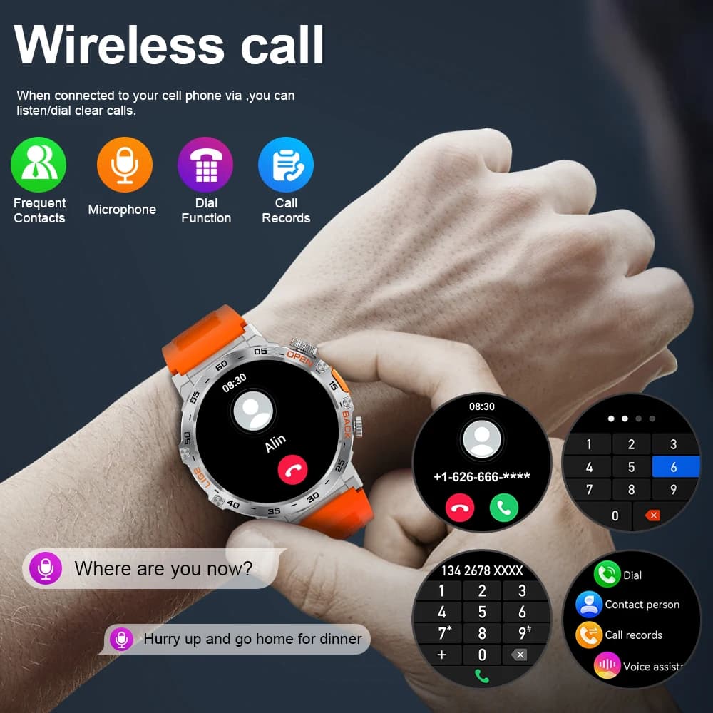 Original LIGE Smart Watch 1.53'' HD Screen Life Waterproof Sport Fitness Watches Flashlight New Men Smartwatch For Andriod IOS - 2