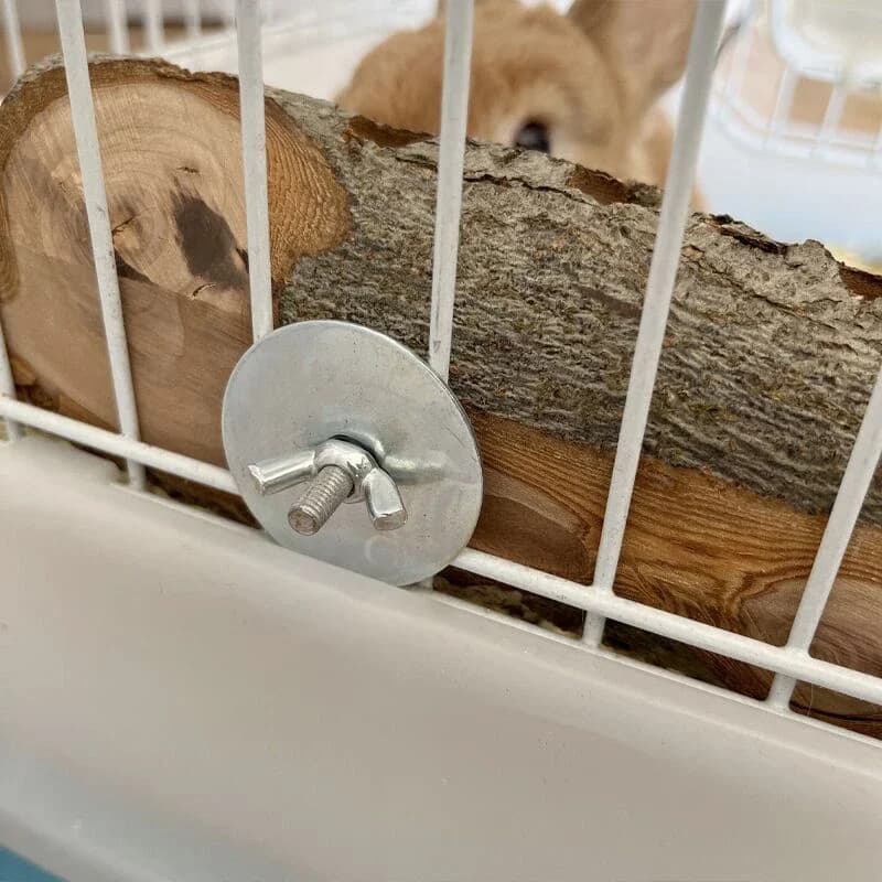 عصا مضغ للحيوانات الصغيرة، من خشب التفاح، مقاومة للعض، للببغاوات والطيور، مع حامل خشبي - 3