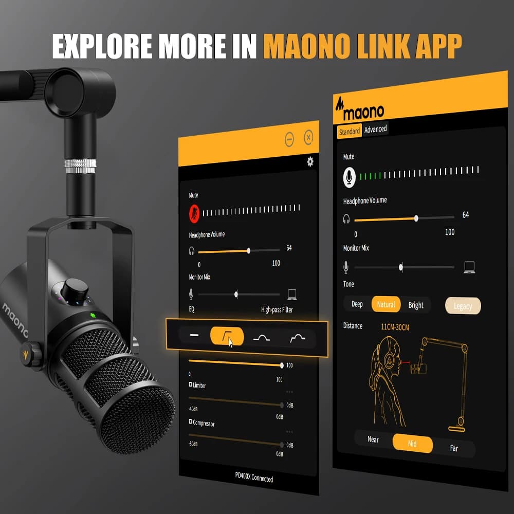 maono PD400X USB/XLR Dynamic Microphone All Metal With One-Touch Mute Headphone Jack And Volume Control For Podcasting Streaming - 4