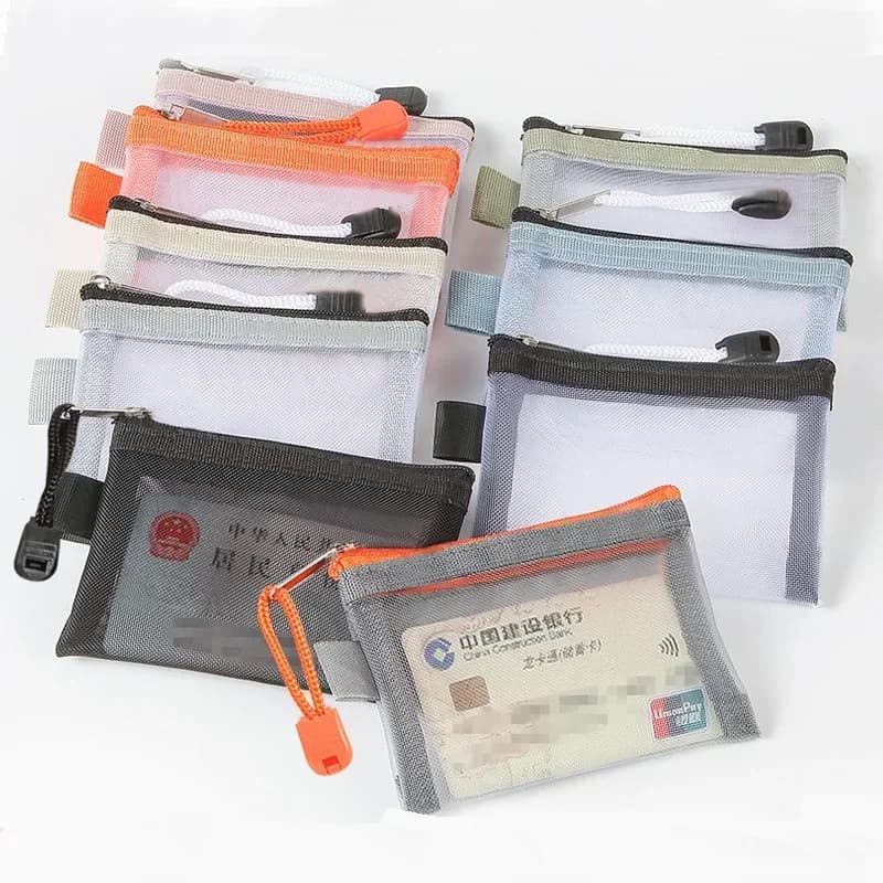 Small Nylon Mesh Coin Purse Key Lipstick Coin Bag ID Business Credit Card Holder Storage Bags Money Earphone Data Line Small Bag - 2