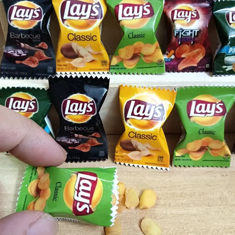 NEW 2Bag with Chips 1/6 Scale Dollhouse Miniature Fried Chips Mini Pretend Food for Blyth BJD Doll House Toys - 2