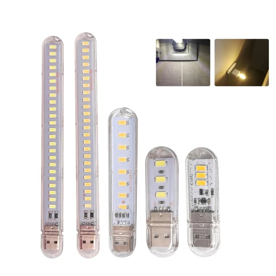 24/8/3LEDs Mini USB LED Book Light RGB Ultra Bright Reading Lamp SMD Bulb  For Power Bank Laptop Notebook Portable Night Lights