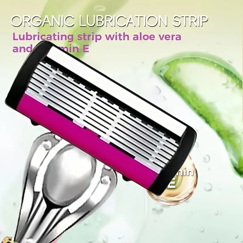 شفرة حلاقة آمنة عالية الجودة للرجال، 6 طبقات من الفولاذ المقاوم للصدأ الألماني، شفرات حلاقة يدوية مع رأس قاطع قابل للاستبدال - 4