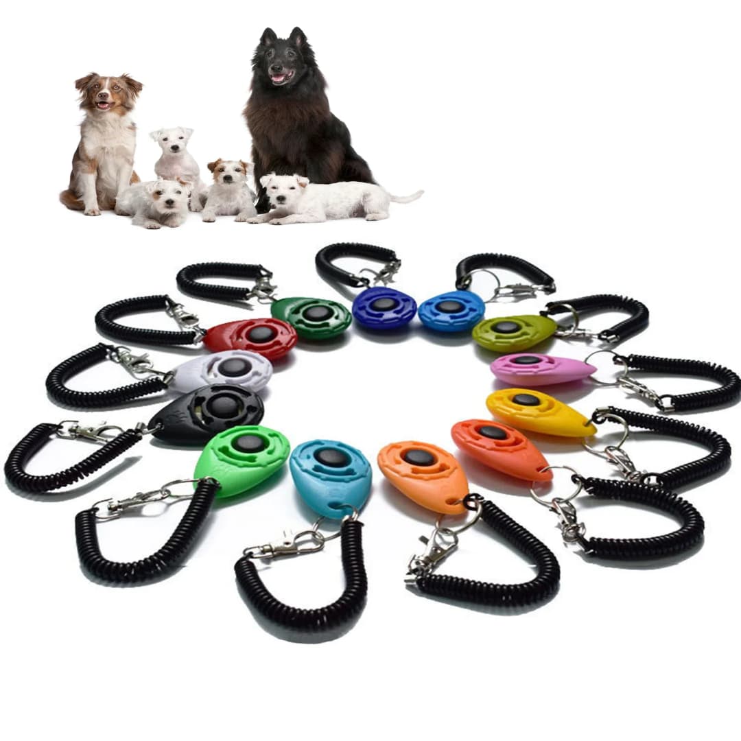 2 in 1 Dog Training Clicker Pet Plastic New Dogs Click Trainer Aid Tools Adjustable Wrist Strap Sound Key Chain Dog Supplies