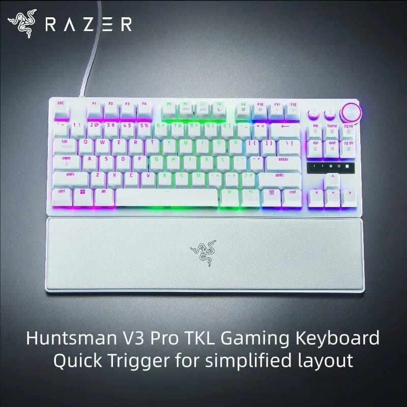 لوحة المفاتيح الميكانيكية Razer Huntsman V3 Pro TKL - مفاتيح تناظرية بتقنية Optical Switch، 87 مفتاح، إضاءة RGB