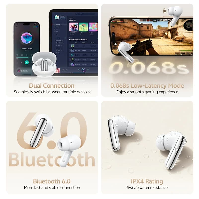 QCY Melobuds N20 BH25HT20A Wireless Earbuds 56dB Adaptive ANC Noise Cancelling Bluetooth 6.0 Dual Connection 40 Hours Earphones - 3