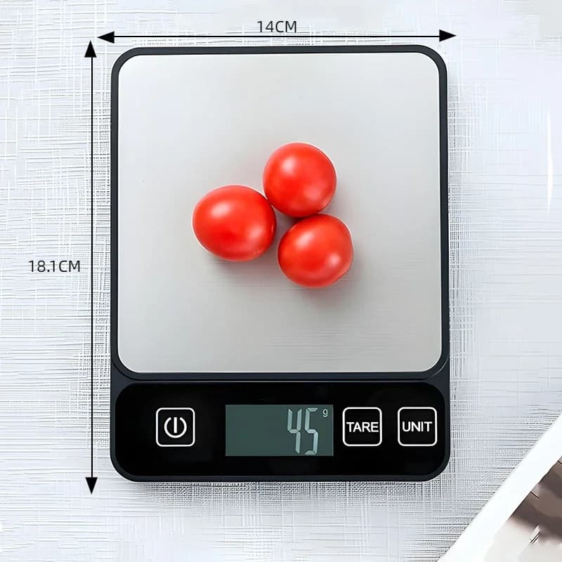 ميزان مطبخ 10 كجم، شاشة LCD رقمية، ميزان طاولة إلكتروني، موازين وزن جرام للخبز، ميزان طعام صحي شخصي - 6