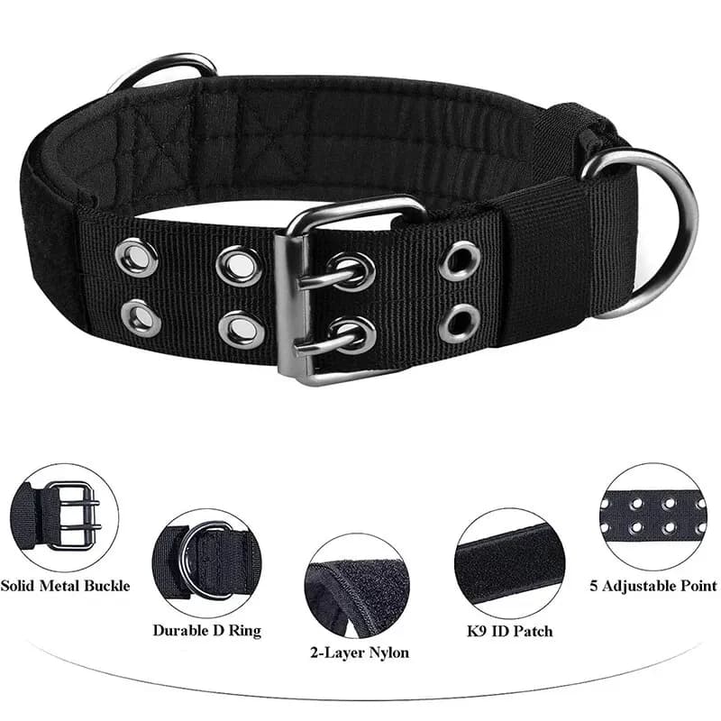 1pc Medium To Large Nylon Tactical Pet Dog Collar - Adjustable And Durable, Suitable For Medium And Large Dogs. - 2