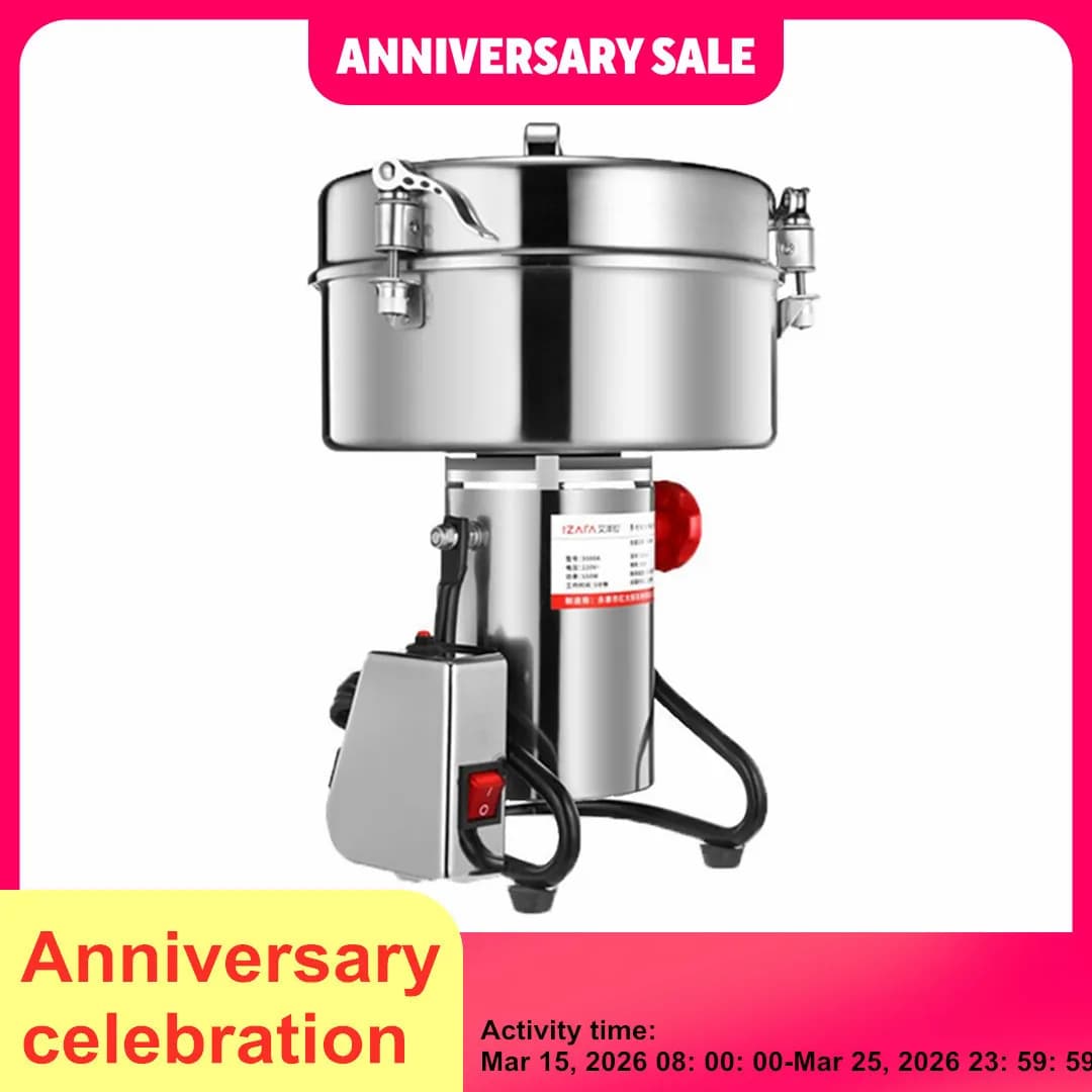 مطحنة حبوب تجارية 4500 جرام عالية السرعة 4500 واط مطحنة توابل وأعشاب طبية ومسحوق قهوة من الفولاذ المقاوم للصدأ