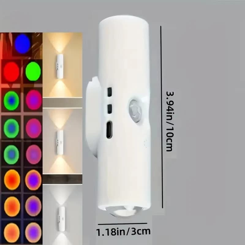 LED Night Lights Double-head Sunset Wall Lamp Motion Sensor RGB Ambient Light Magnetic USB Rechargeable Party Corridor Closets - 6