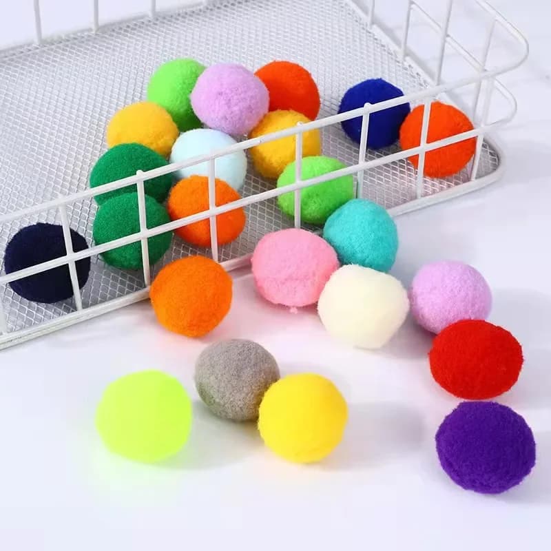 50/100 Pcs Cute Funny Cat Toys Stretch Plush Ball Cat Toy Ball Creative Colorful Interactive Cat Pom Pom Cat Chew Toy - 2