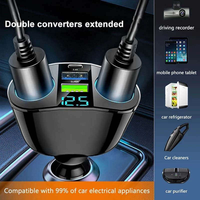 1pcs 120W QC3.0 Car Charger 12V/24V Dual USB Power Adapter Fast Charging Car Lighter Socket For Most Auto Car Accessory - 2