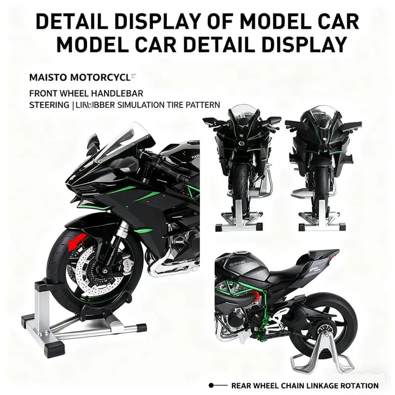 Key Start 1:9 H2 H2R Alloy Racing Motorcycle Model Diecast Track Sports Motorcycle Model Sound and Light With Spray Kid Toy Gift - 2