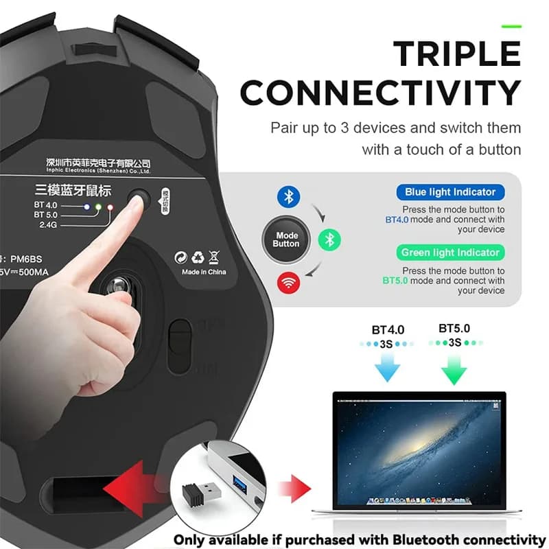 Inphic F1S Rechargeable 2.4G Wireless Mouse Office Mute Ergonomic And Skin-friendly Materials Support PC Laptop Tablet Universal - 4