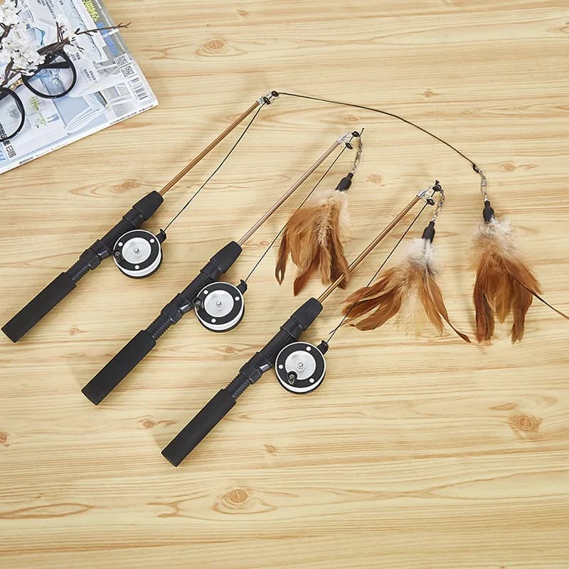 لعبة عصا قطط تلسكوبية، لعبة تيزر للقطط، لعبة ريش تفاعلية مضحكة، ألعاب تخفيف الملل للحيوانات الأليفة - 2