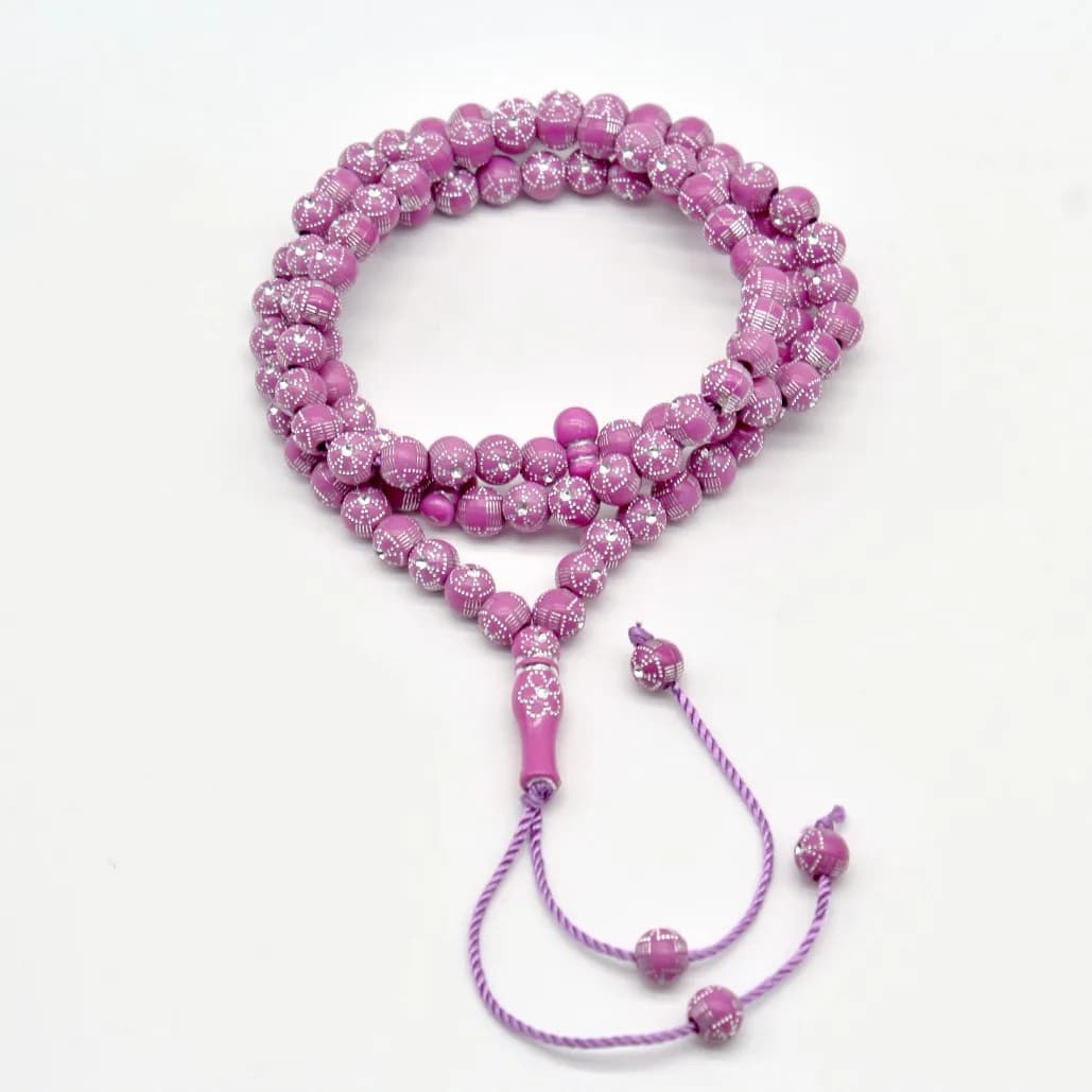 سبحة أكريليك 99 حبة 8 ملم حبات صلاة مسلمة للعبادة اليومية وهدية رمضان إسورة مسبحة إسلامية - 5