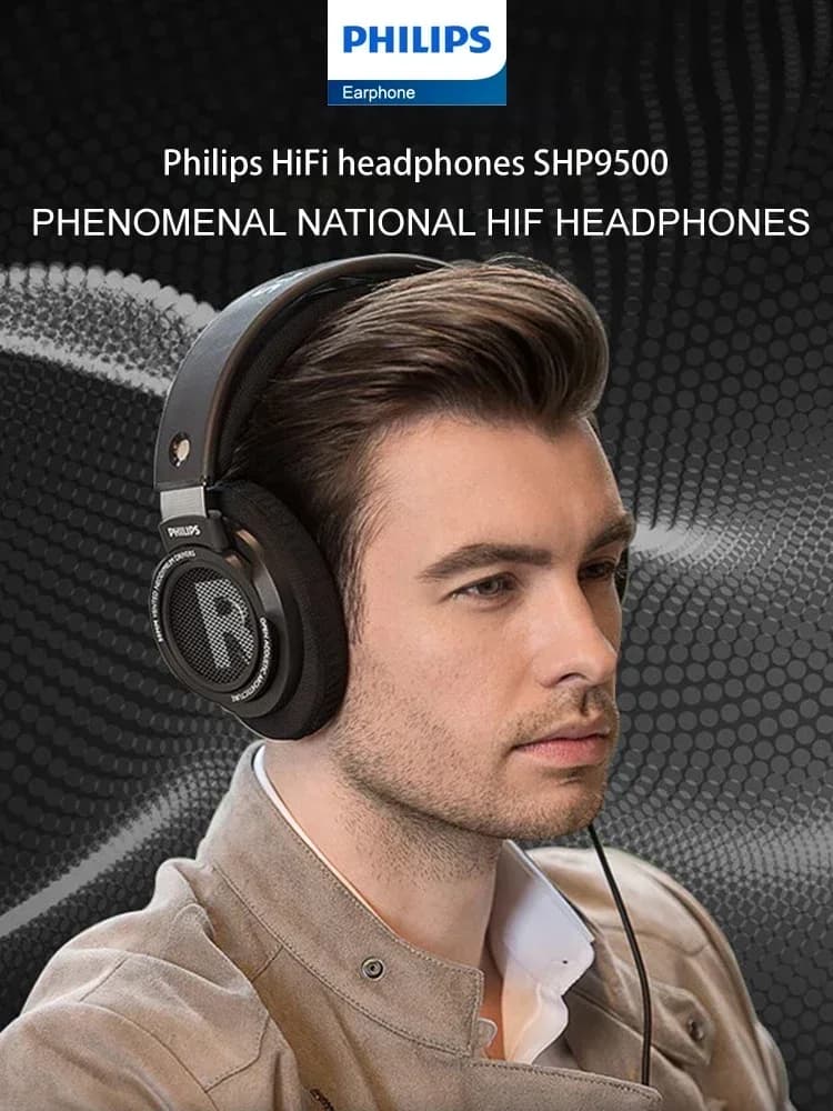 Philips SHP9500 Headphone Professional HiFi Gaming Earphones No Delay Wired for Computer PC Laptop Esports 3.5mm 6.3mm Headset - 2