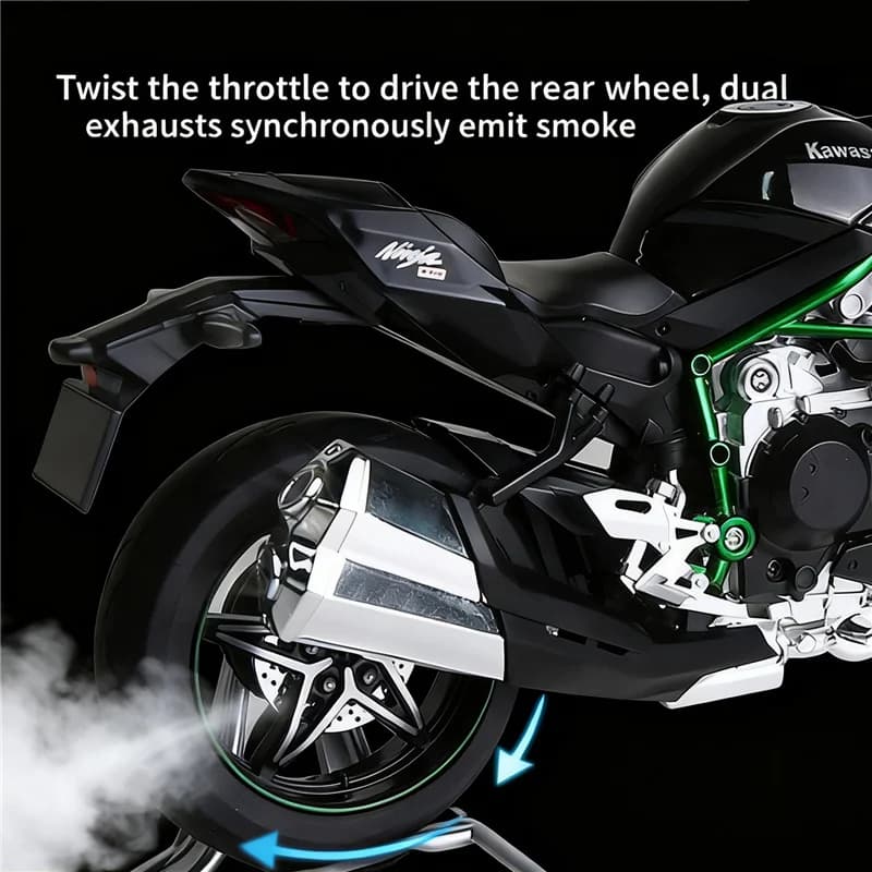 Key Start 1:9 H2 H2R Alloy Racing Motorcycle Model Diecast Track Sports Motorcycle Model Sound and Light With Spray Kid Toy Gift - 5