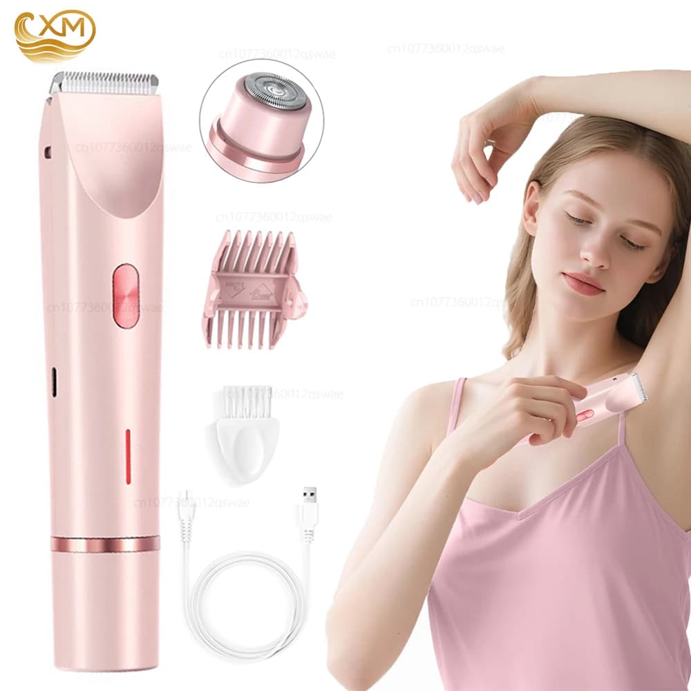 Electric Shaver for Woman Bikini Trimmer for Women Dual Head Electric Razor Waterproof Painless Bikini Shaver Pubic Hair Trimmer