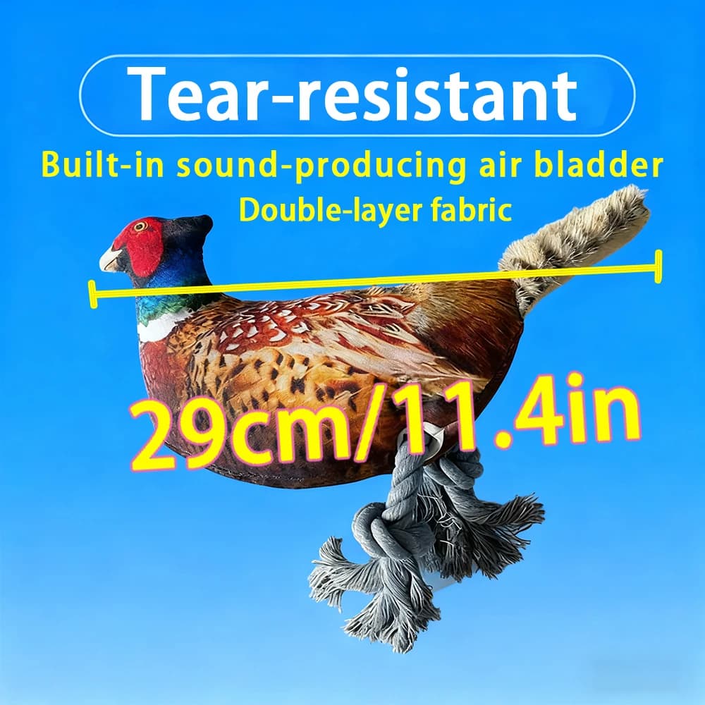 Plush Toy for Cats and Dogs: Lifelike Pheasant, Tear-Resistant Knotted Toy, Washable, Interactive Companion Toy for Pets - 6