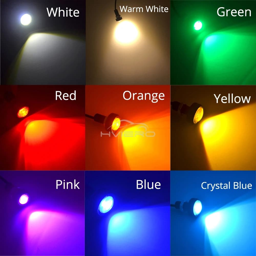 2X 23mm مصابيح LED نهارية للسيارة عين النسر غطاء فضي إضاءة ضباب 12V إشارات الرجوع للخلف مصابيح خلفية احتياطية - 2