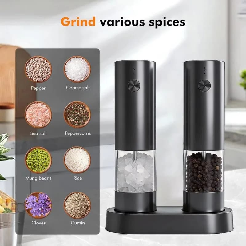 1pc/2pcs MINI USB Rechargeable Automatic Pepper Grinder Adjustable Coarseness Salt And Pepper Mill for Kitchen Spice Grinder - 3