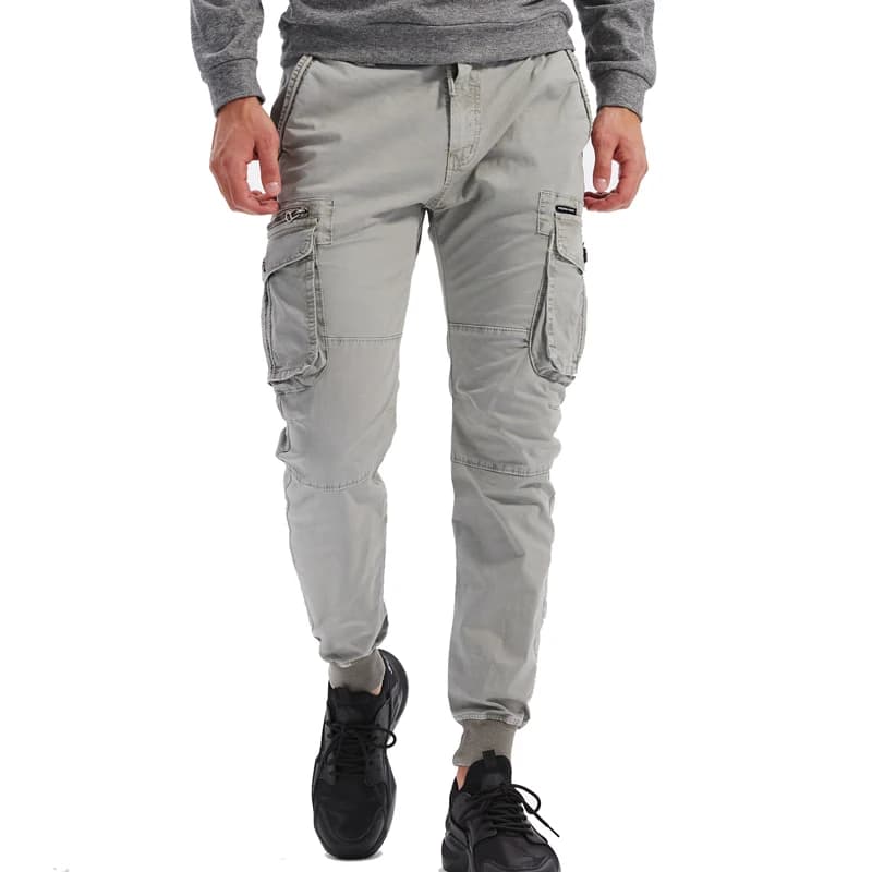 New Cotton Men Cargo Pants Khaki Casual Men Tactical Joggers Cargo Multi-Pocket Fashion Black Army Light gray Trousers Work Wear - 4