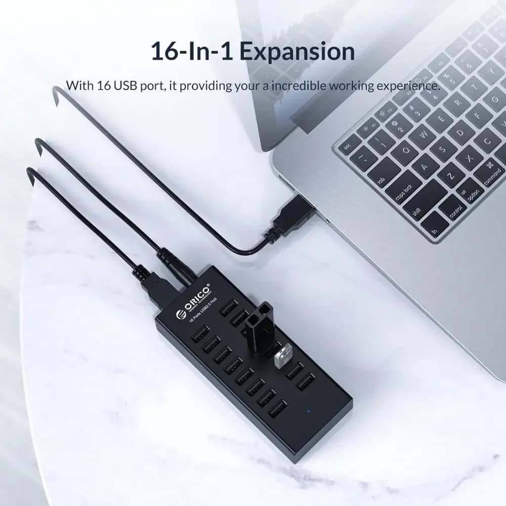 موزع USB صناعي ORICO 16 منفذ ألمنيوم محول طاقة محطة إرساء لإكسسوارات الكمبيوتر متجر Orico الرسمي - 2