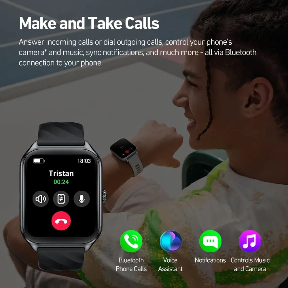 ساعة ذكية جديدة Zeblaze GTS 3 بمكالمات صوتية وشاشة فائقة الكبر 2.03 بوصة عالية الدقة ومراقبة صحية على مدار 24 ساعة وأكثر من 100 وضع رياضي وأكثر من 200 واجهة ساعة - 4