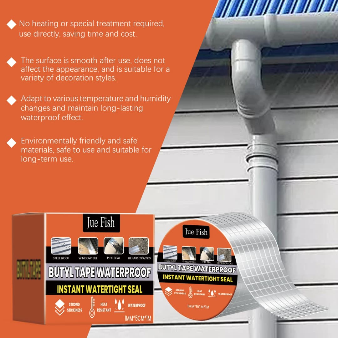 شريط عزل مائي من البوتيل، ذاتي اللصق، عالي الالتصاق، مقاوم للرطوبة، بغشاء من رقائق الألمنيوم - 2