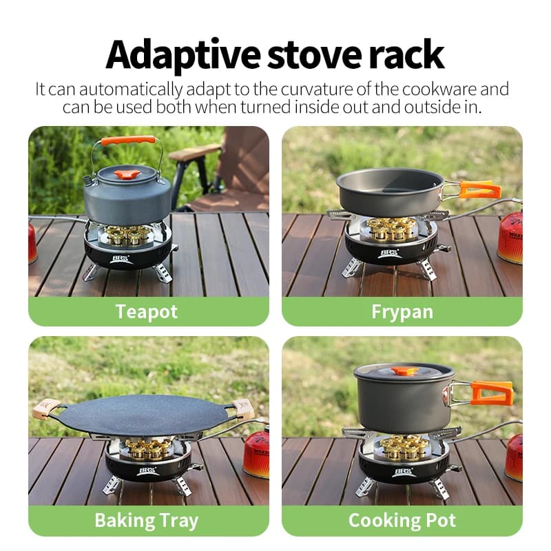 BRS 3/7-Core Camping Gas Stove High Power Portable Tourist Burner Outdoor Electronic Ignition Camping Furnace Picnic Equipment - 6
