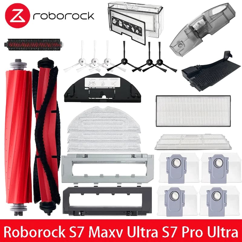 Main Side Brush Mop Hepa Filter Dust Bag Cleaning Rolling Brush Roborock S7 Maxv Ultra S7 Pro Ultra Robot Vacuum Accessories