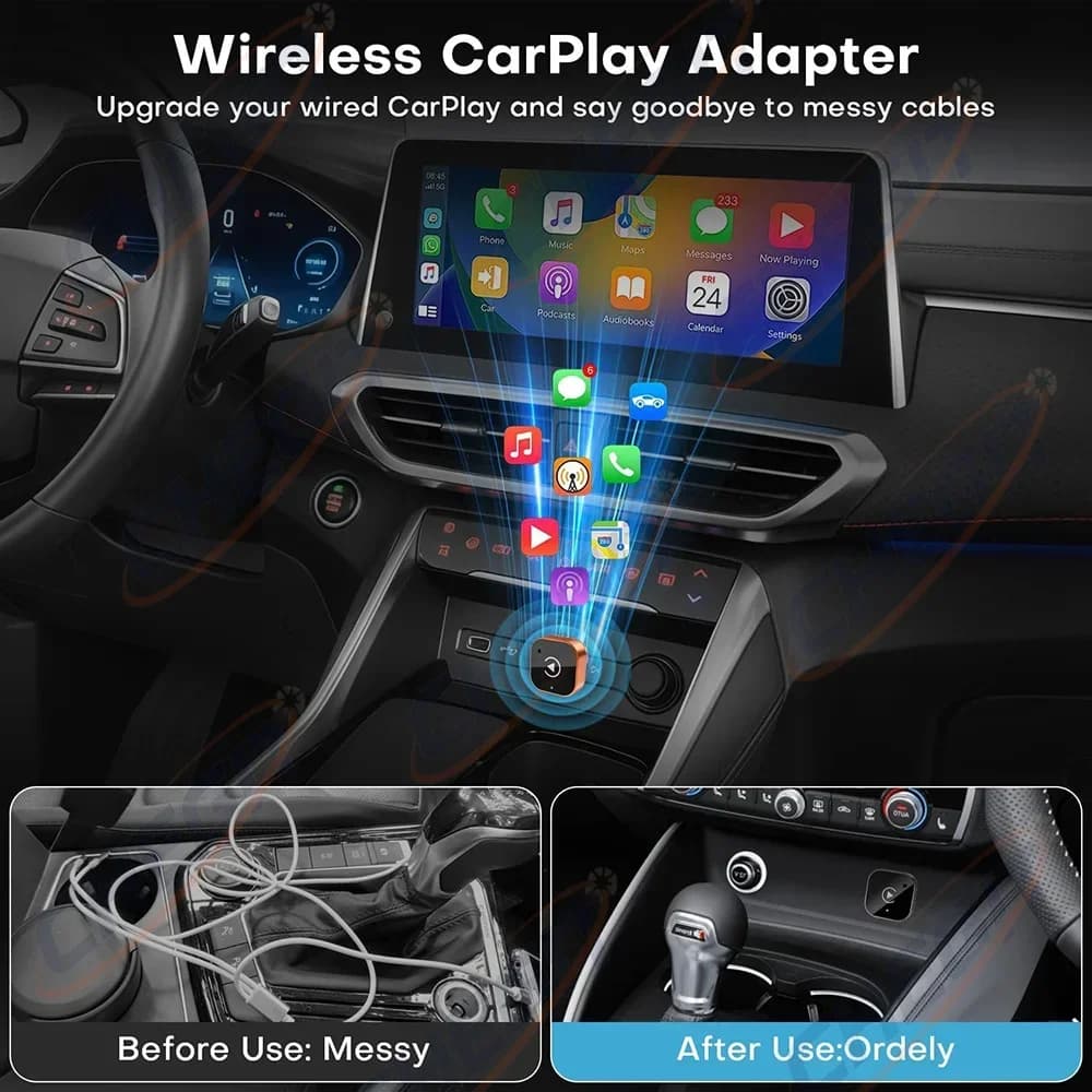 New Universal Wireless CarPlay Android Auto 2IN1 Wireless Adapter Smart Mini Box 5.8G WiFi Fast Connect Plug And Play - 3