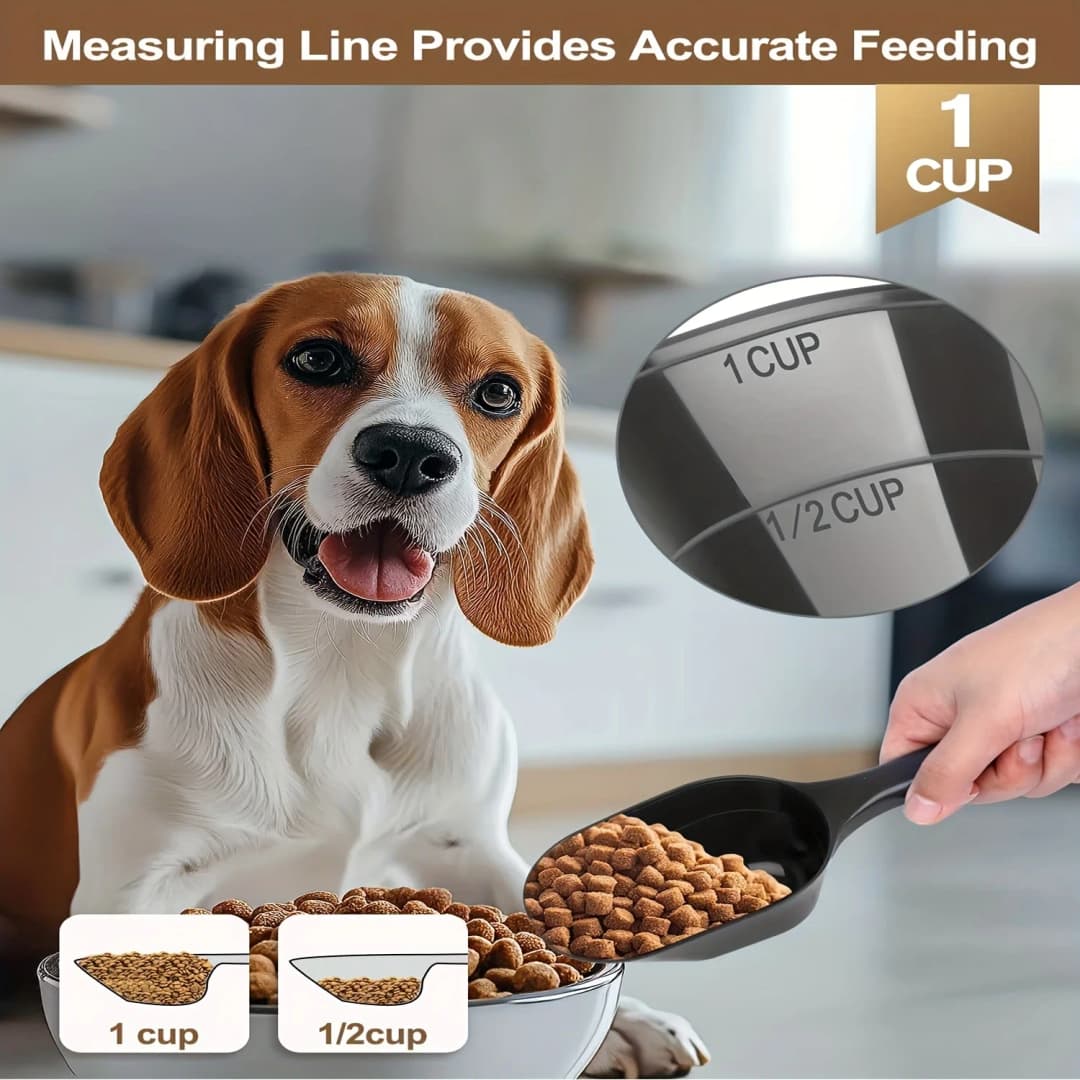 2-Pack Dog Food Scoop, Pet Food Scoop with Measurement Lines for 1/2 Cup and 1 Cup, Plastic Pet Food Scoop Suitable for Dogs - 2