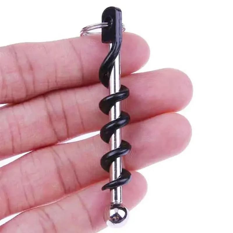 Outdoor Mini EDC Red Wine Bottle Opener, Corkscrew Bottle Opener Keyring Tool, Multi-Functional Camping Survival Equipment - 2
