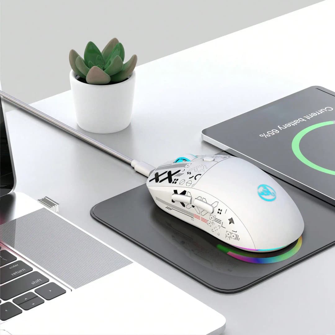HXSJ T90 RGB Backlit Gaming Mouse Wired 2.4G Bluetooth Wireless New Model 650mAh Battery 500 Million Clicks up to 4000 DPI - 5