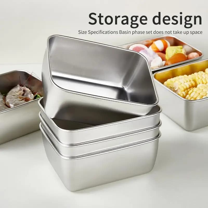 Stainless Steel Food Storage Container with Lid - Airtight Fresh-Keep Box for Fridge | Small Thickened Kitchen Organizer - 3