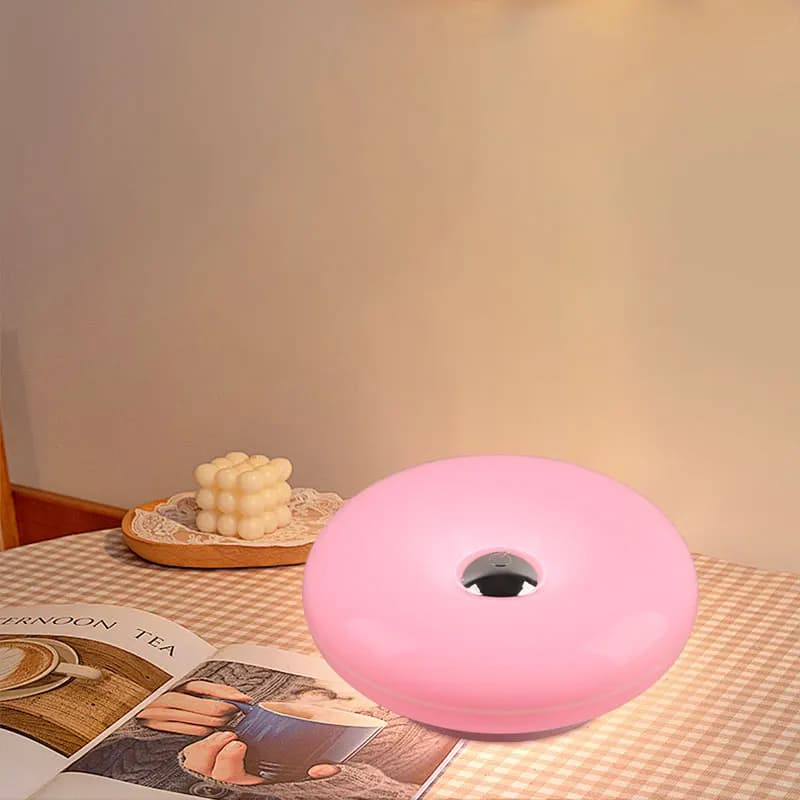 Creative Donut-Shaped Table Lamp, Wall-Mounted, Rechargeable, with Three Color Temperatures, Suitable for Decorative Lighting in Living Rooms, Bedrooms, Dining Areas, Etc. - 2