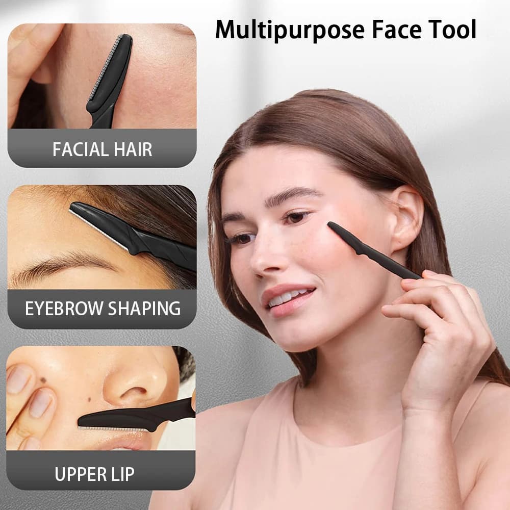 مجموعة شفرات متعددة الأغراض للوجه والحاجبين للنساء والرجال أداة ديرما بلانينج سهلة الاستخدام شفرات حلاقة وأدوات مكياج - 5