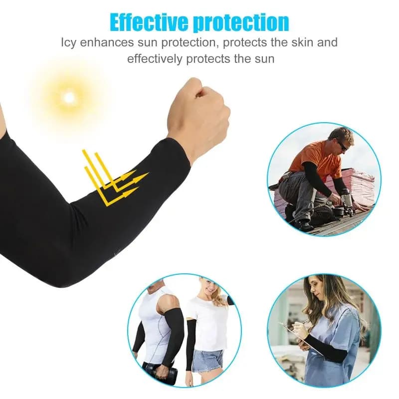 1 Pair Cooling Arm Covers for Men and Women Summer Sun Protection Sunshade Ice Silk Sleeves for Cycling Outdoor Sports Golf Runn - 4