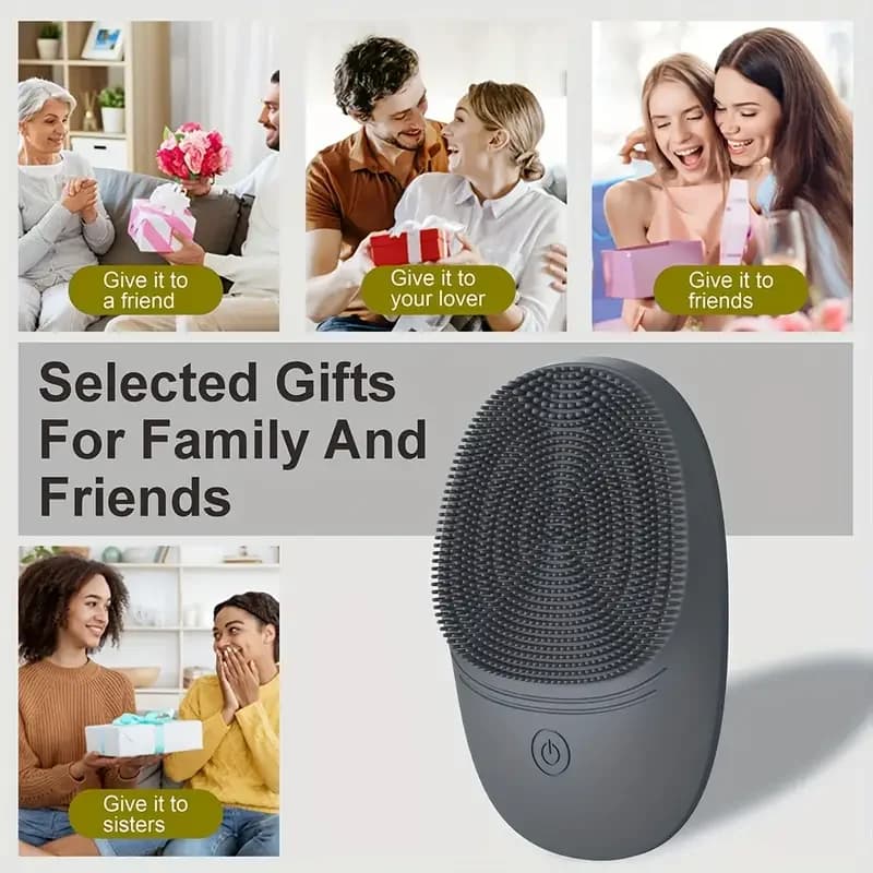 منظف وجه كهربائي من السيليكون الناعم، فرشاة تنظيف، فرشاة تنظيف وجه بالاهتزاز الصوتي، تنظيف عميق - 3