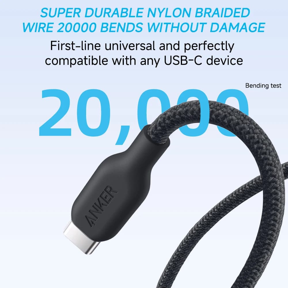 Anker 240W USB-C to USB-C Cable Bio-based Nylon Braided Data Cable Environmentally For iPhone 15 iPad Pro MacBooks Android - 5