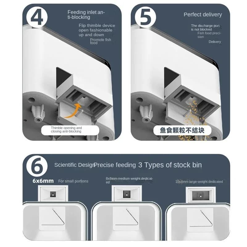 مغذي تلقائي لحوض أسماك مع توقيت/واي فاي لاسلكي تطبيق هاتف ذكي سماعة ذكية تحكم صوتي عن بعد لتغذية الأسماك - 5