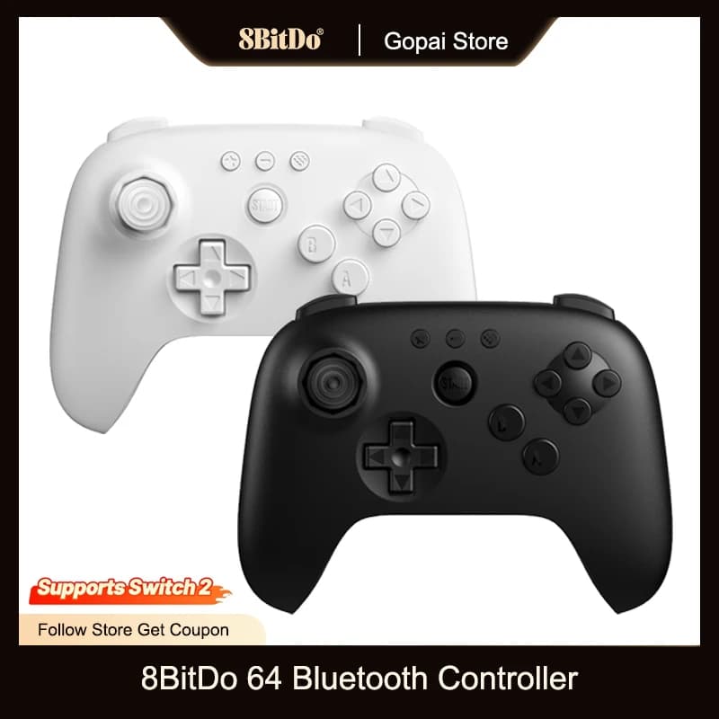وحدة تحكم بلوتوث 8Bitdo 64 لأجهزة Analogue 3D، نينتندو سويتش / سويتش 2، كمبيوتر، ويندوز، وأندرويد