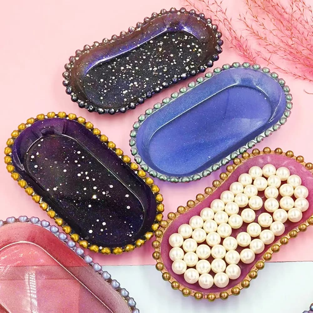 قالب سيليكون بيضاوي الشكل حامل أطباق مجوهرات DIY قالب راتنج إيبوكسي سداسي الأضلاع للديكور المنزلي - 3