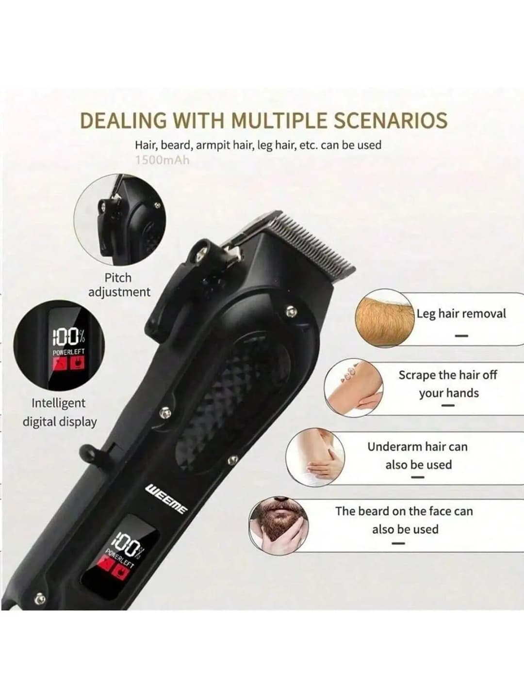 Professional USB Rechargeable Hair Clipper & Beard Trimmer, Cordless, Ideal Gift for Men - 5