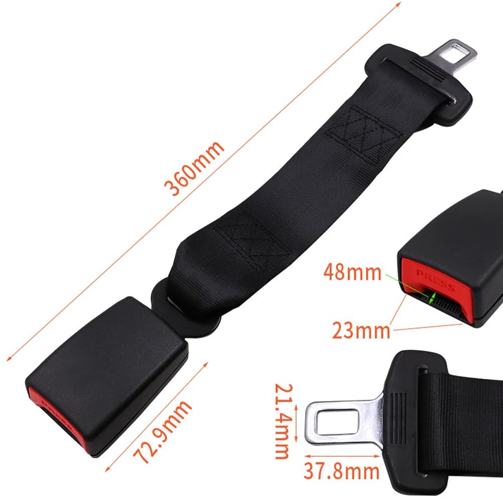 Car Seat Belt Extender Safety Seatbelt 21-22mm Long-lasting Black Seatbelt Extender Car Auto D Type With Safety Buckle - 2