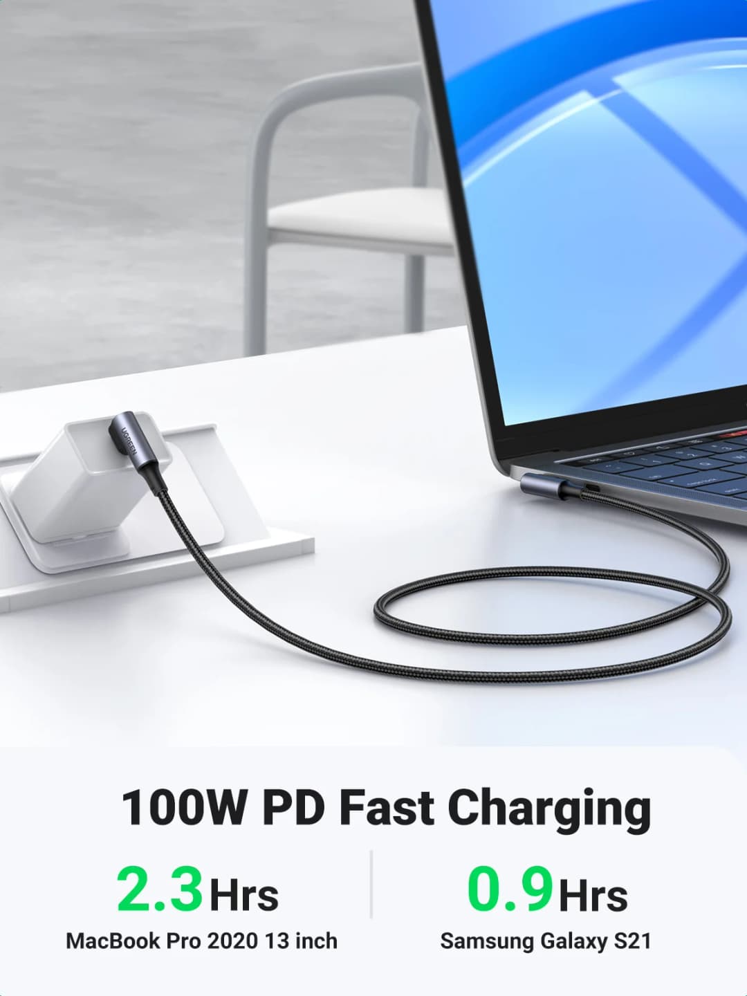 UGREEN 90 Degree PD100W USB C to USB C Charging Cable for iPhone 17 Samsung MacBook iPad Quick Charger 4.0 PD Fast Charging Cord - 3